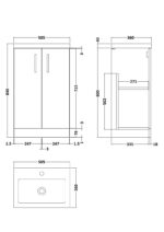 500mm Floor Standing 2 Door Vanity & Polymarble Basin - Image 3