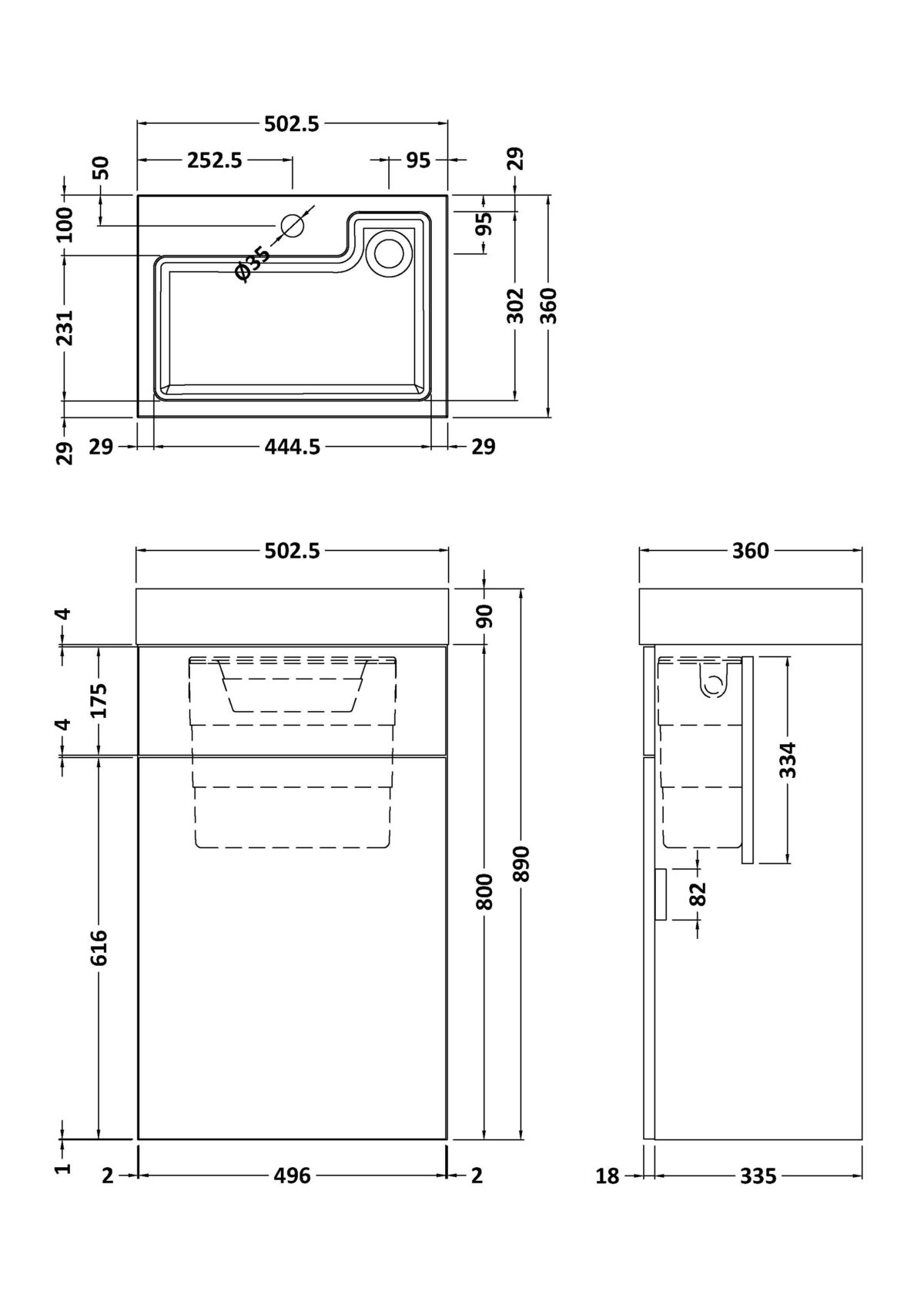 500mm Basin & WC Unit - Image 4