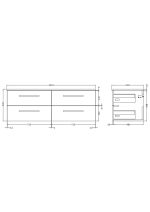 1400mm Wall Hung 4-Drawer Unit & Laminate Worktop - Image 2