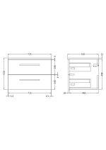 720mm Wall Hung 2-Drawer Unit & Laminate Worktop - Image 2