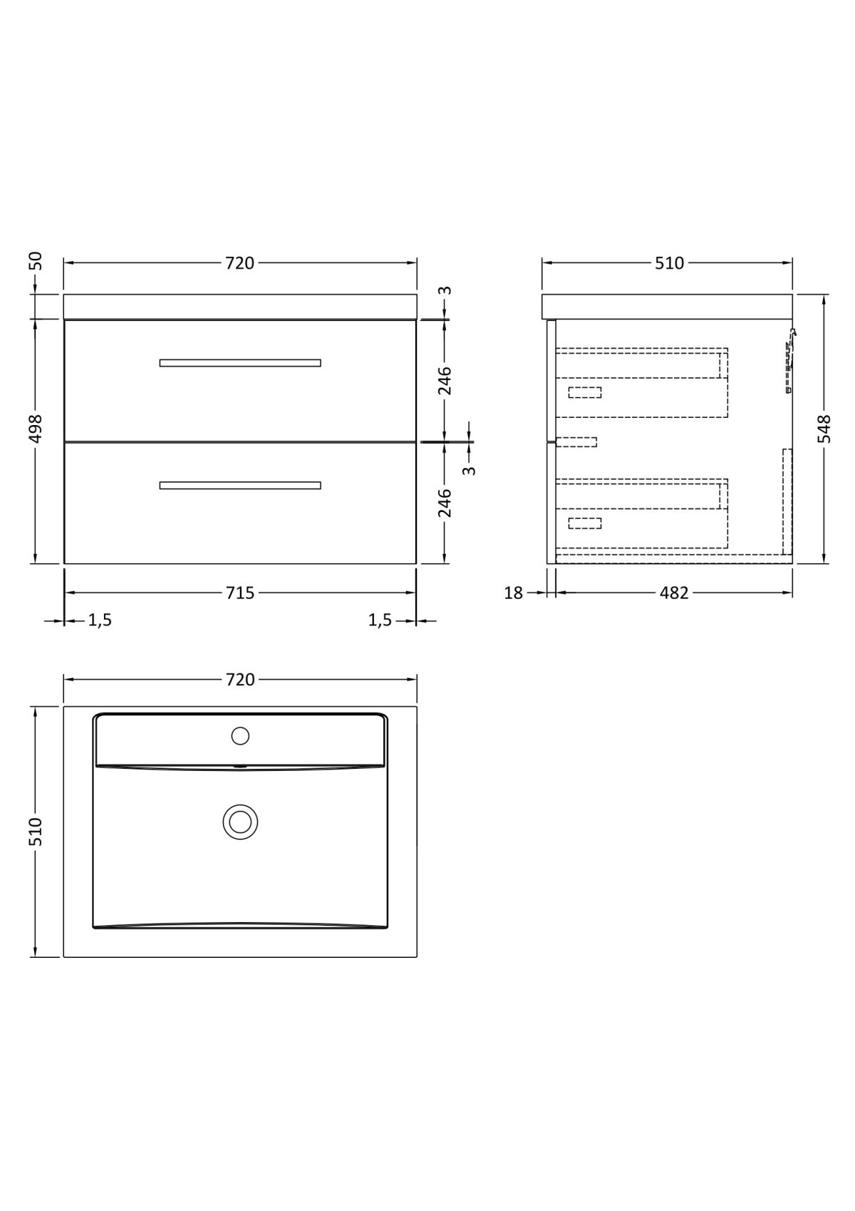 720mm Cabinet & Basin - Image 2