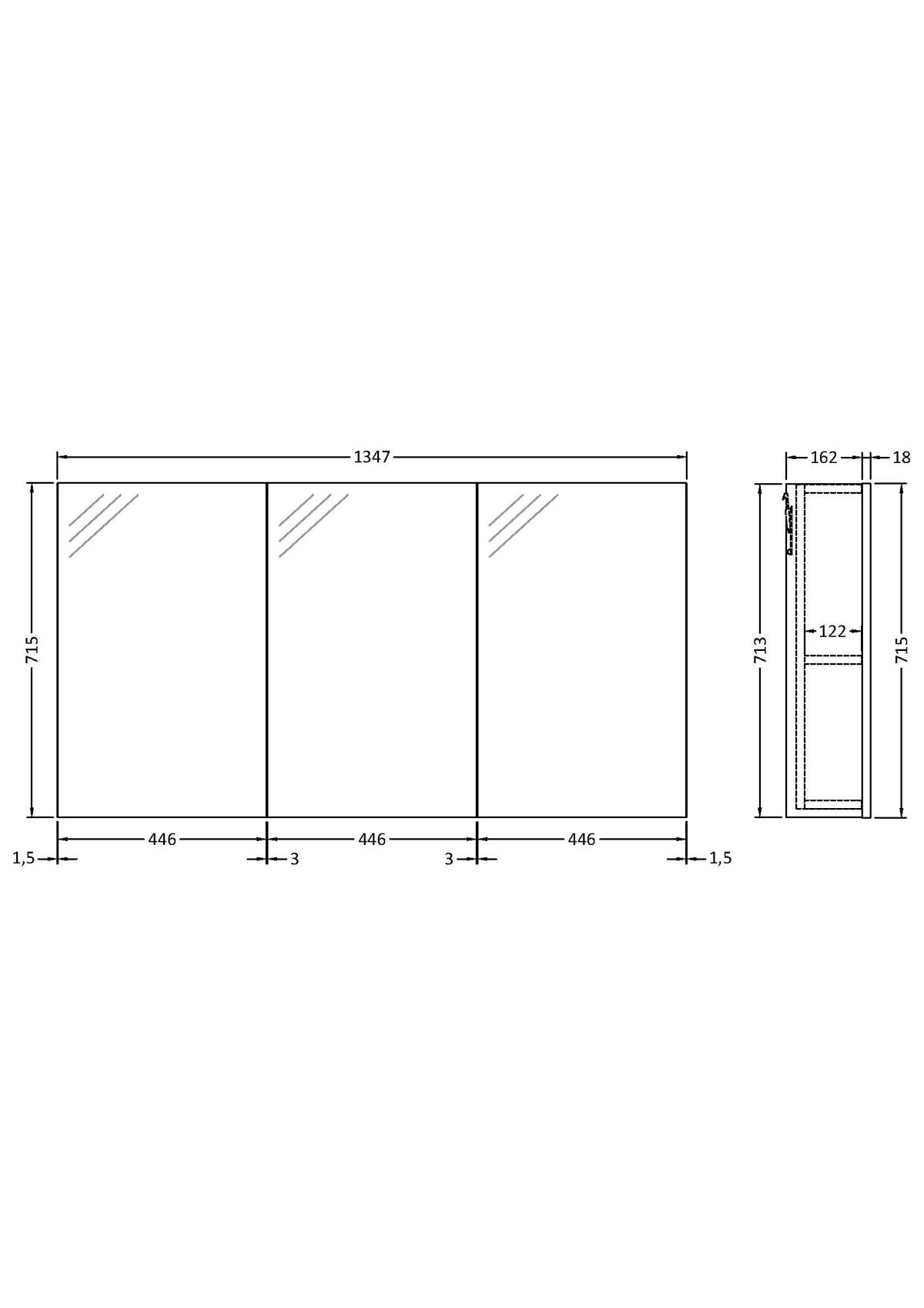 1350mm Mirror Cabinet - Image 2