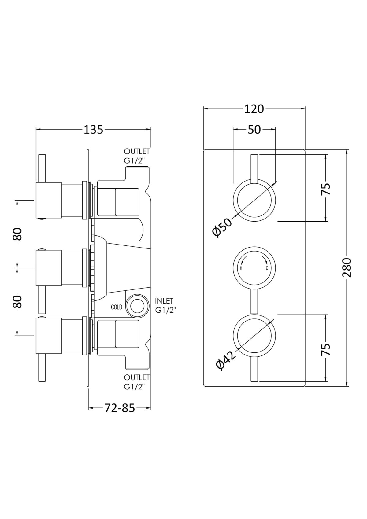 Triple Thermostatic Shower Valve - Image 3