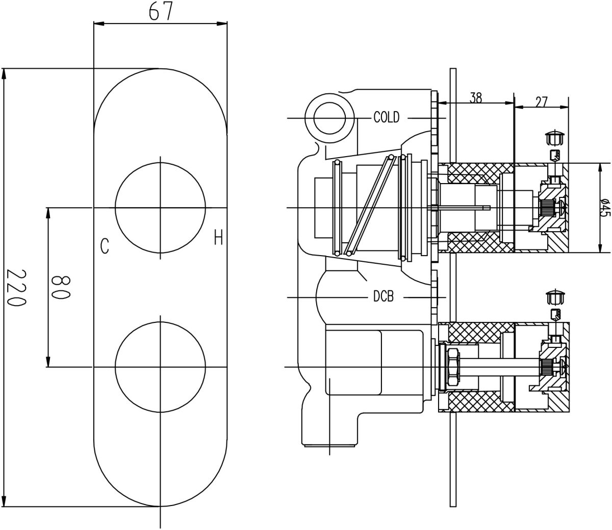 Twin Thermostatic Shower Valve With Diverter - Image 3