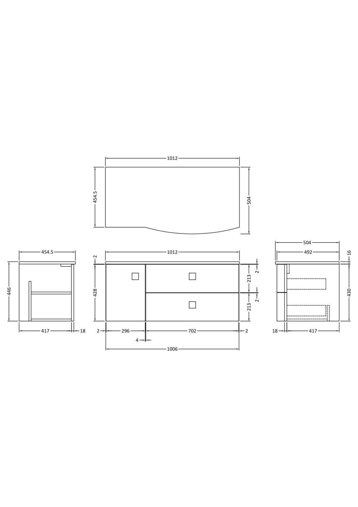 1000mm Right Hand Cabinet With Marble Top - Image 3