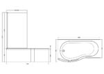 1700mm B Shaped Left Hand Bath Set - Image 3