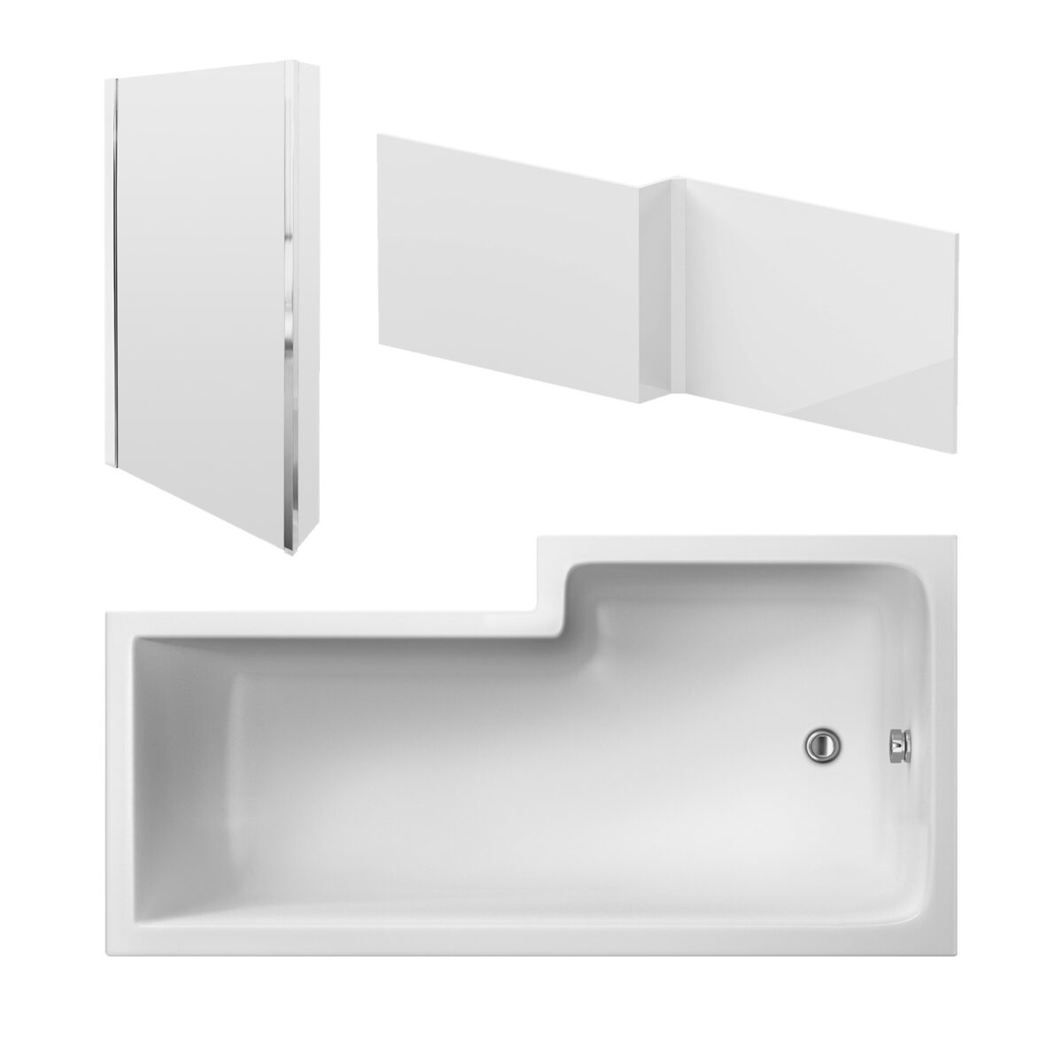 1600mm Left Hand Square Shower Bath Set - Image 1