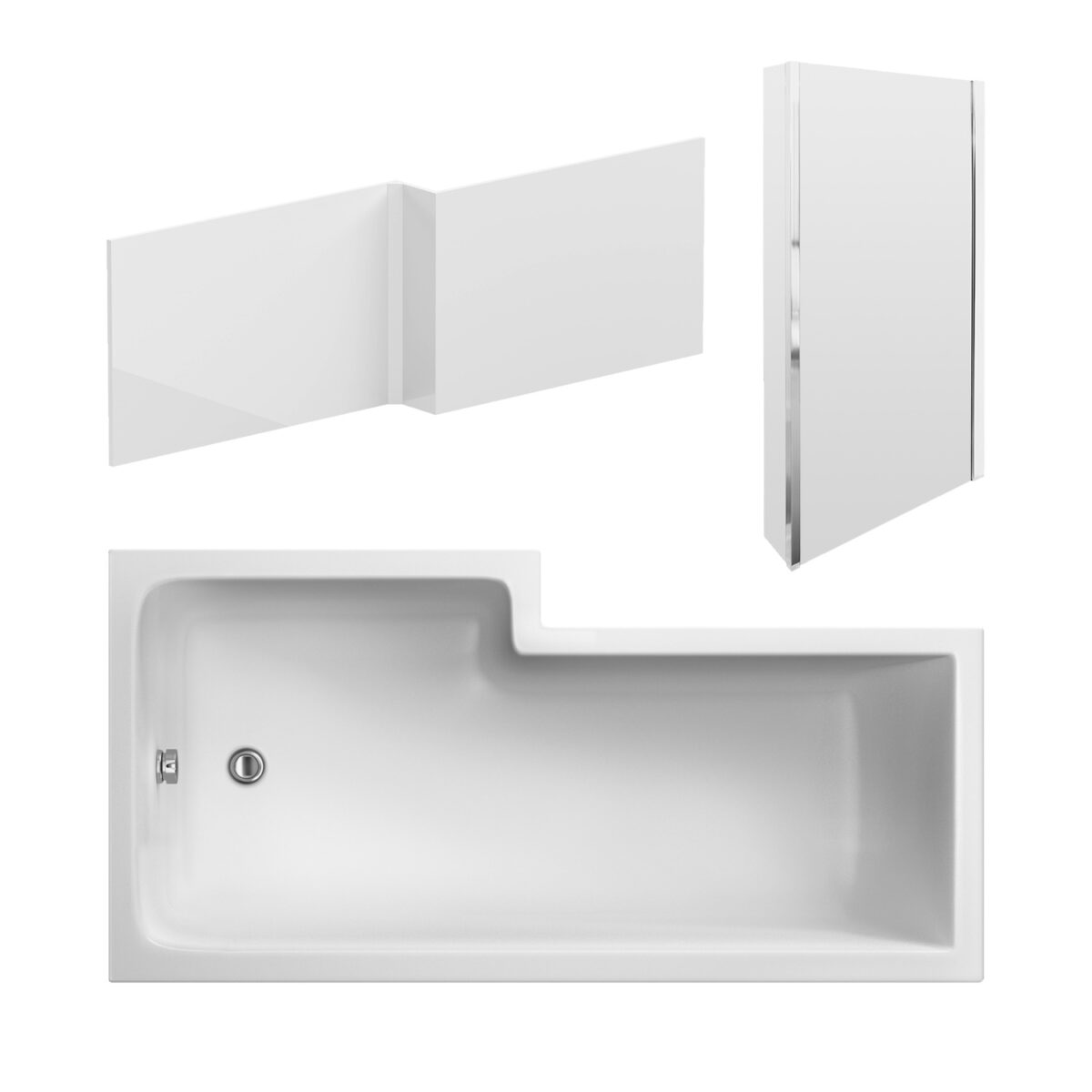 1600mm Right Hand Square Shower Bath Set - Image 1