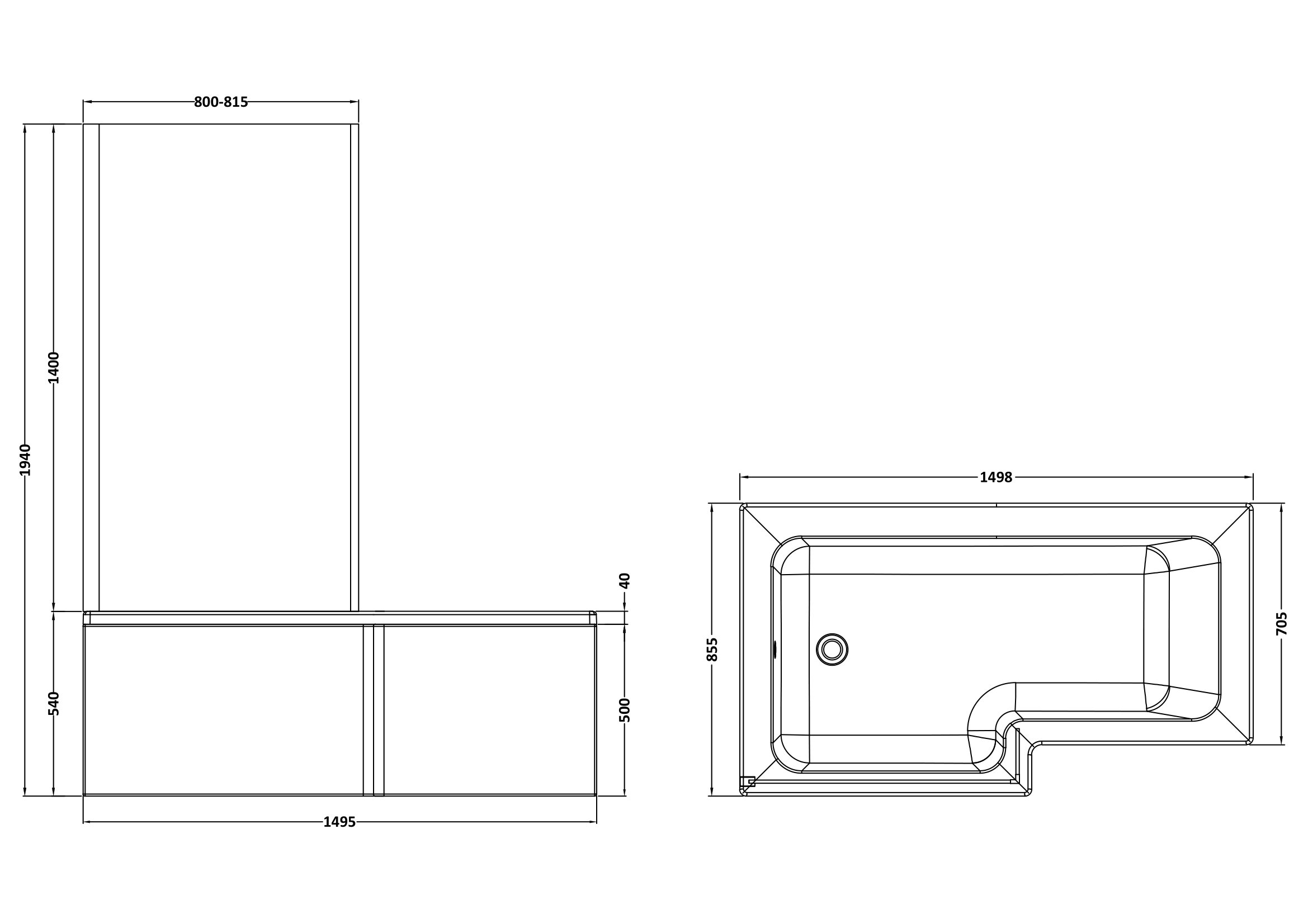 sbath28_baths_v2_ld.jpg 1500mm Left Hand Square Shower Bath Set - Image 3