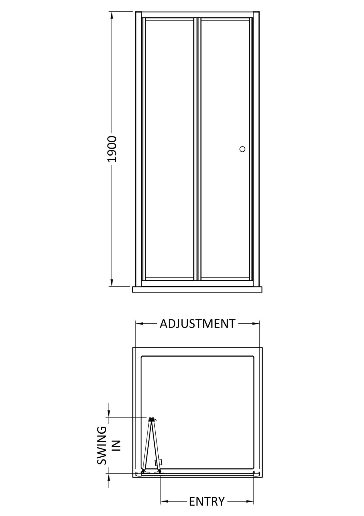 1900 x 1100mm Bi-Fold Shower Door - Image 2