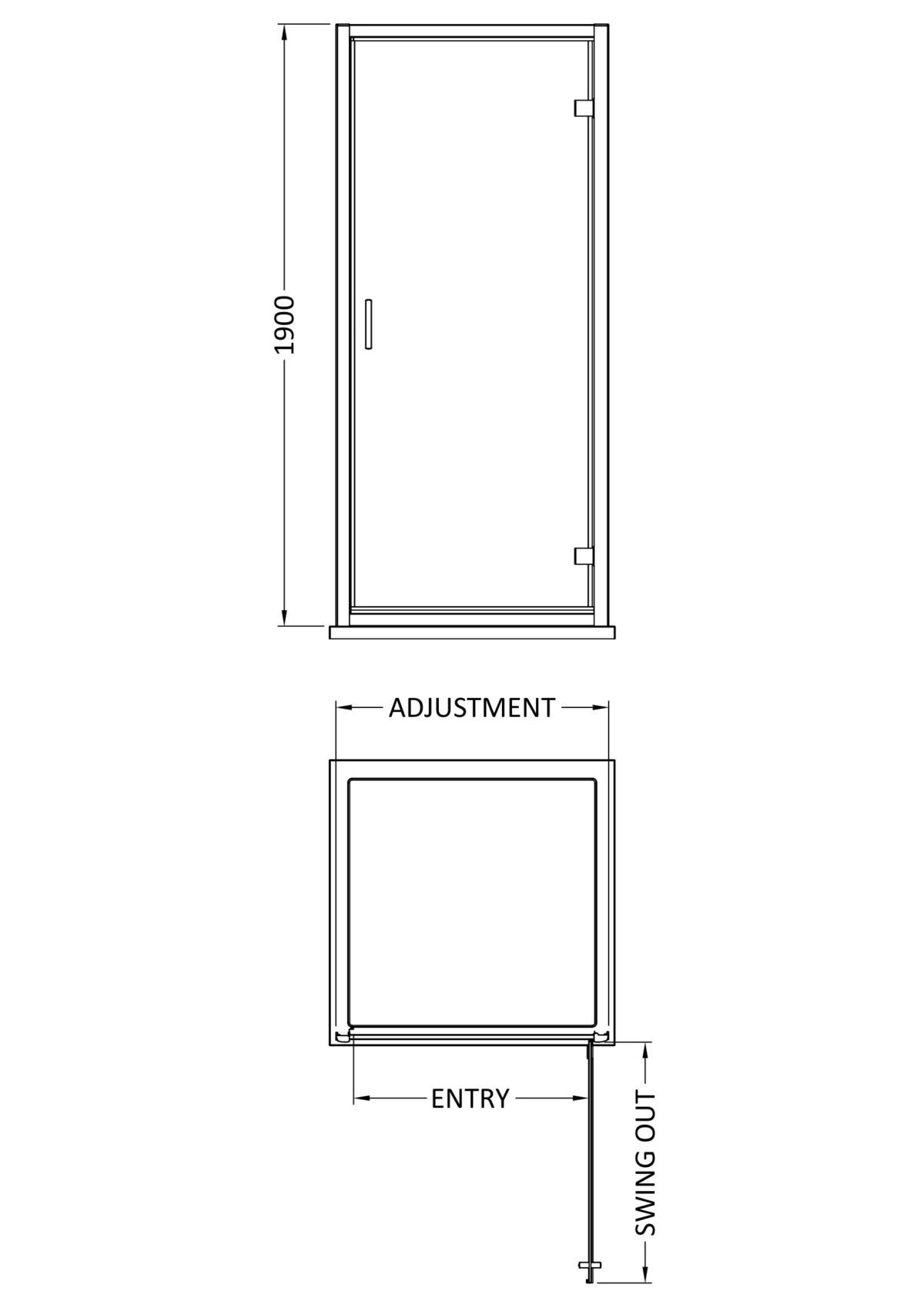 1900 x 900mm Hinged Shower Door - Image 2
