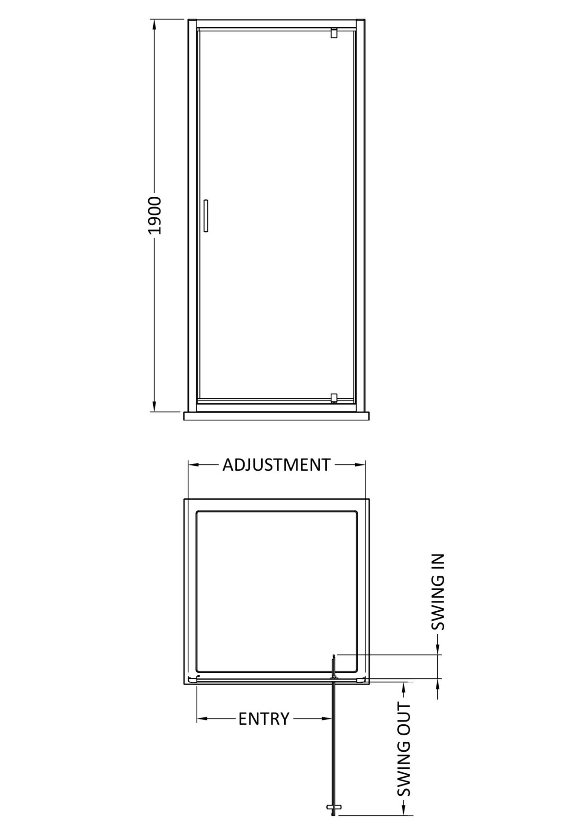 1900 x 900mm Pivot Shower Door - Image 2