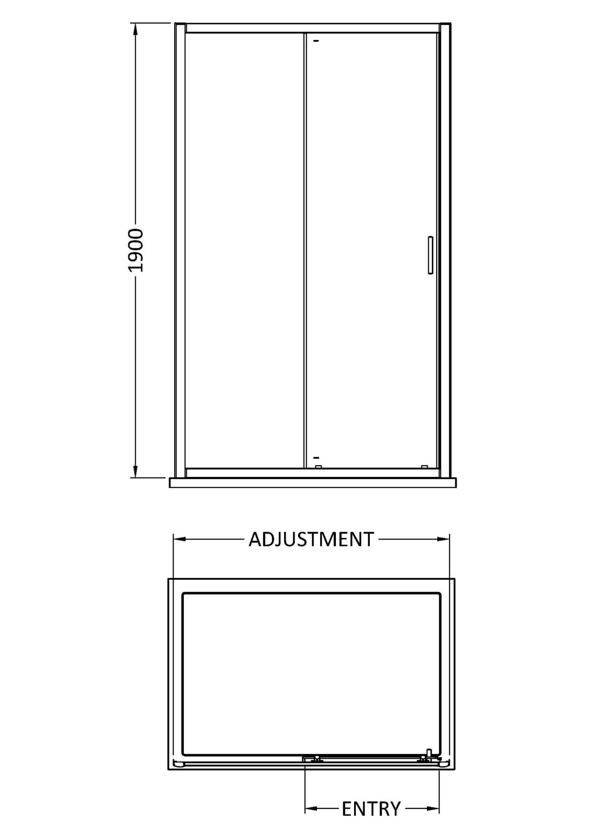 1900 x 1700mm Sliding Shower Door - Image 2