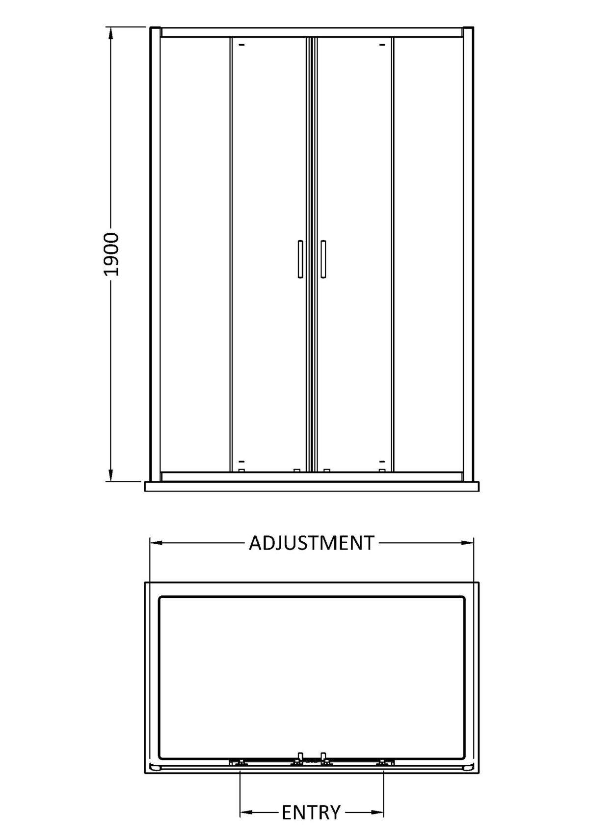 1900 x 1700mm Double Sliding Shower Door - Image 2