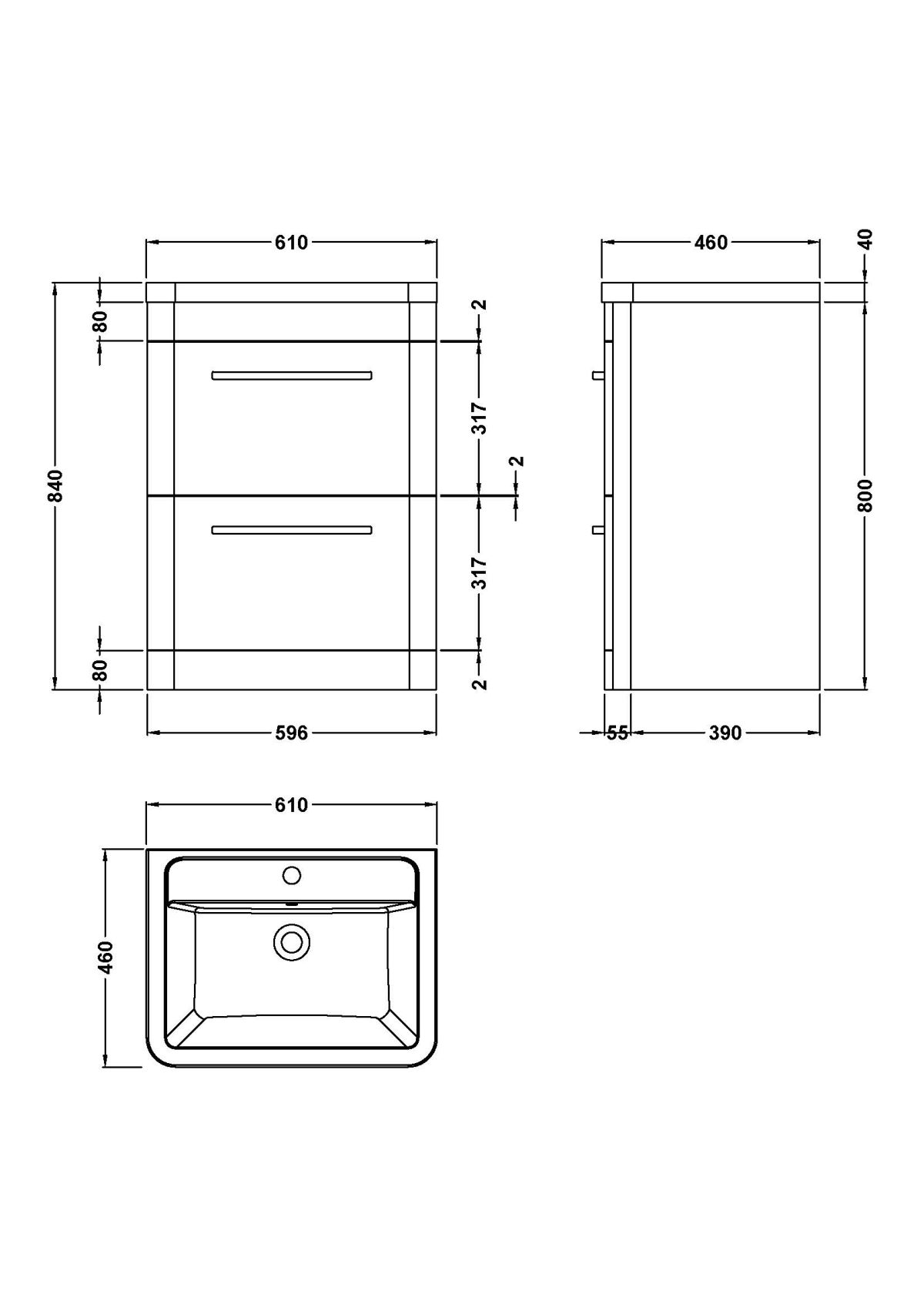Floor Standing 600mm Cabinet & Ceramic Basin - Image 3