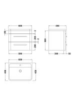 Wall Hung 600mm Cabinet & Basin - Image 4