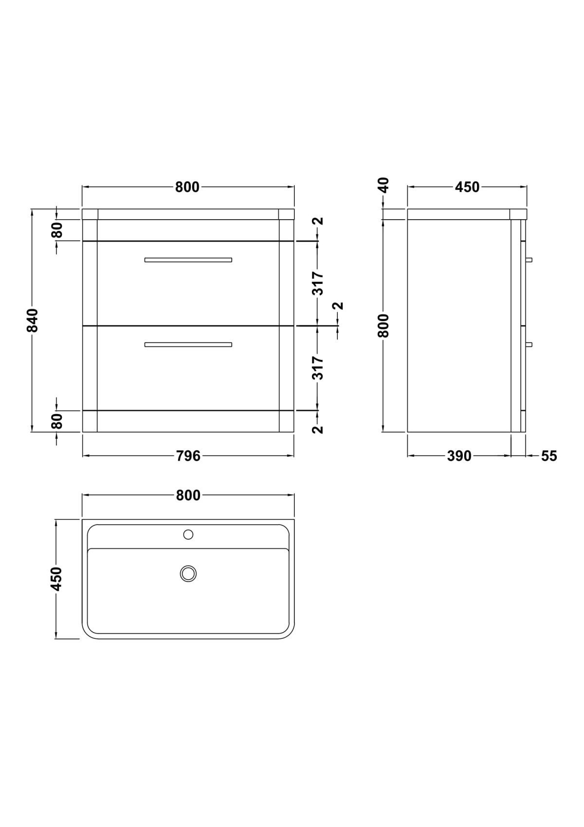Floor Standing 800mm Cabinet & Basin - Image 3