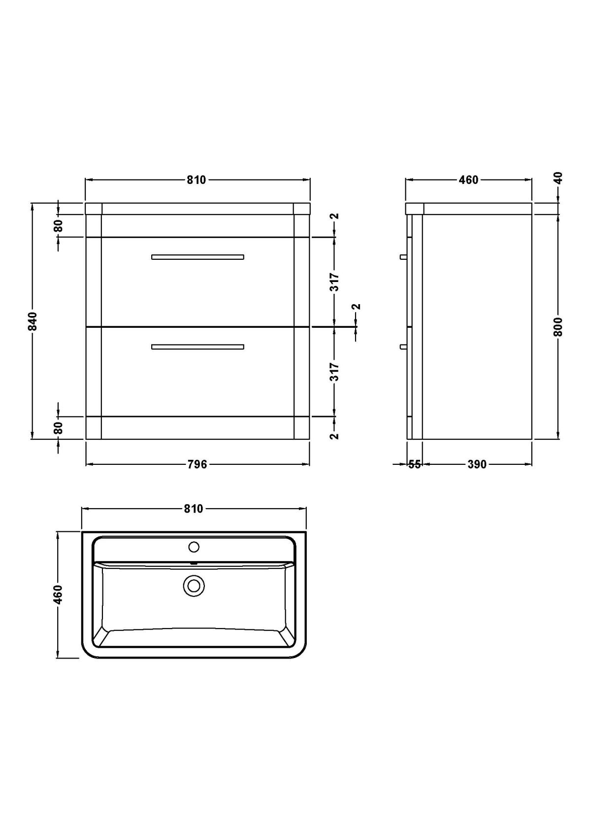 Floor Standing 800mm Cabinet & Ceramic Basin - Image 3