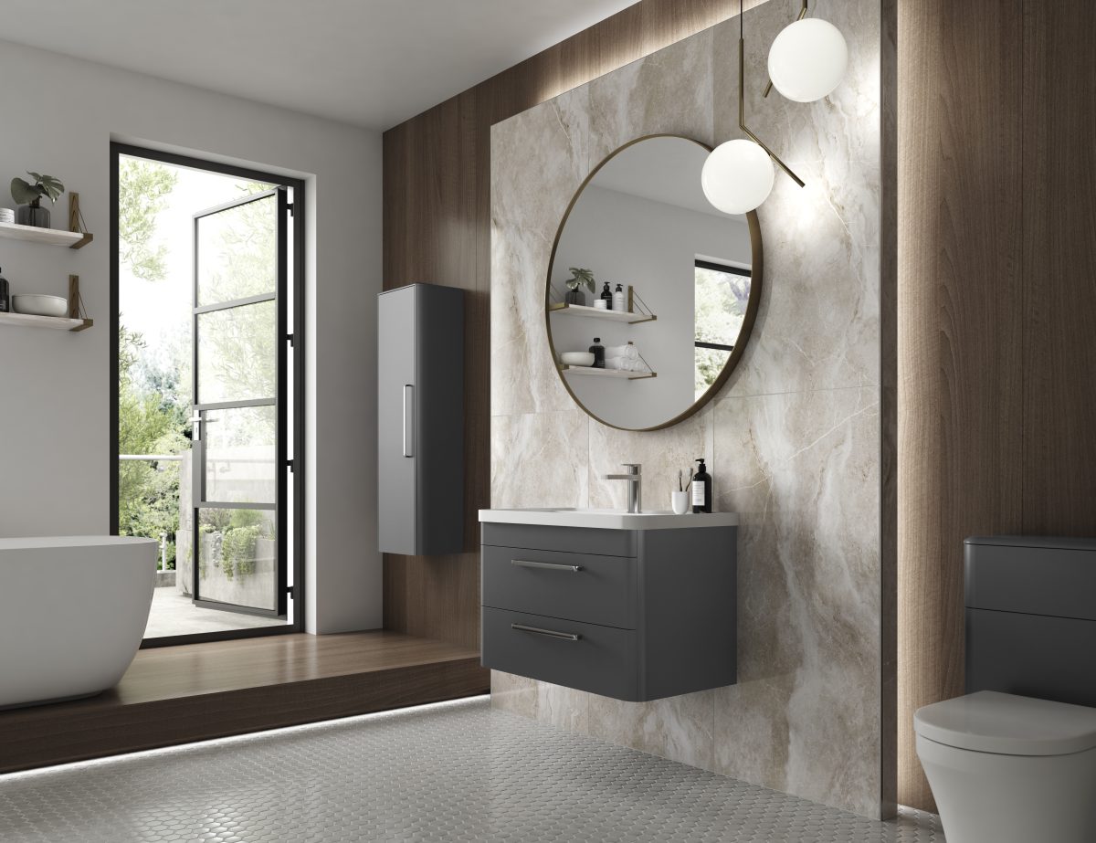 Wall Hung 600mm Cabinet & Ceramic Basin - Image 2