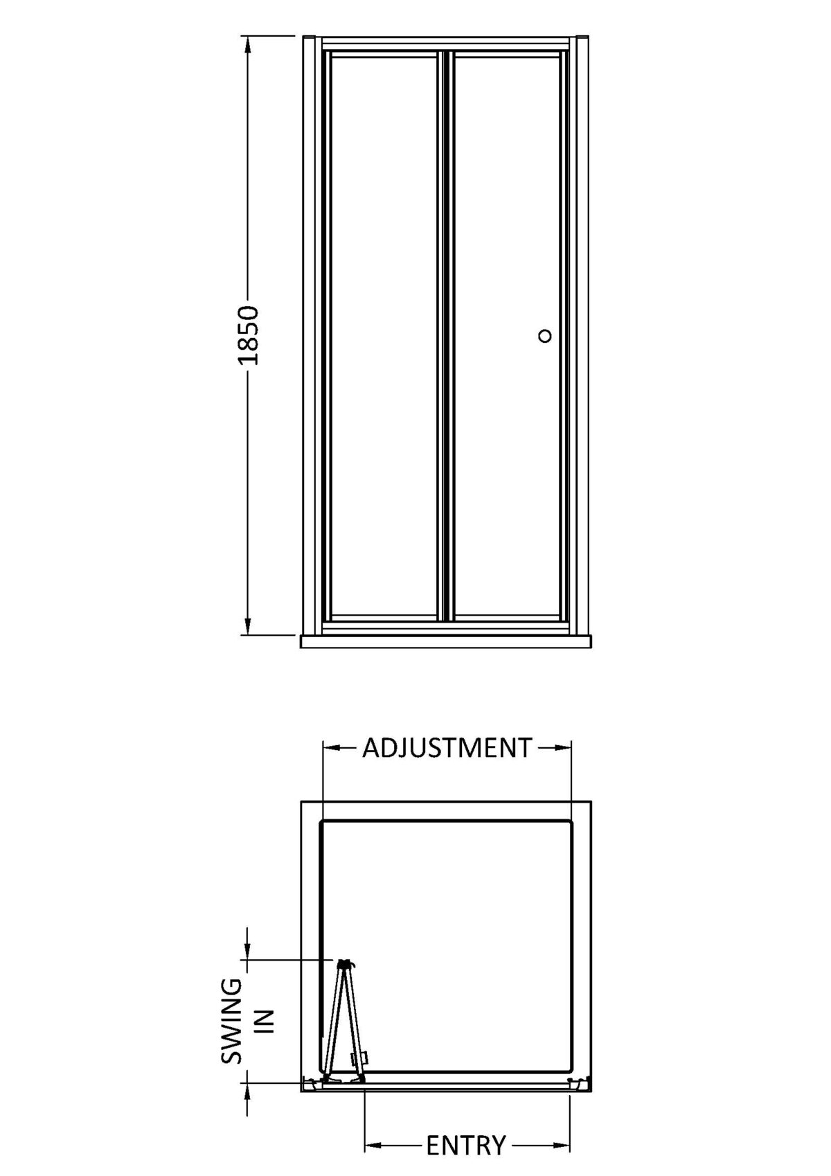 1850 x 760mm Bi-Folding Shower Door - Image 2