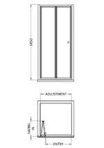 1850 x 900mm Bi-Folding Shower Door - Image 2
