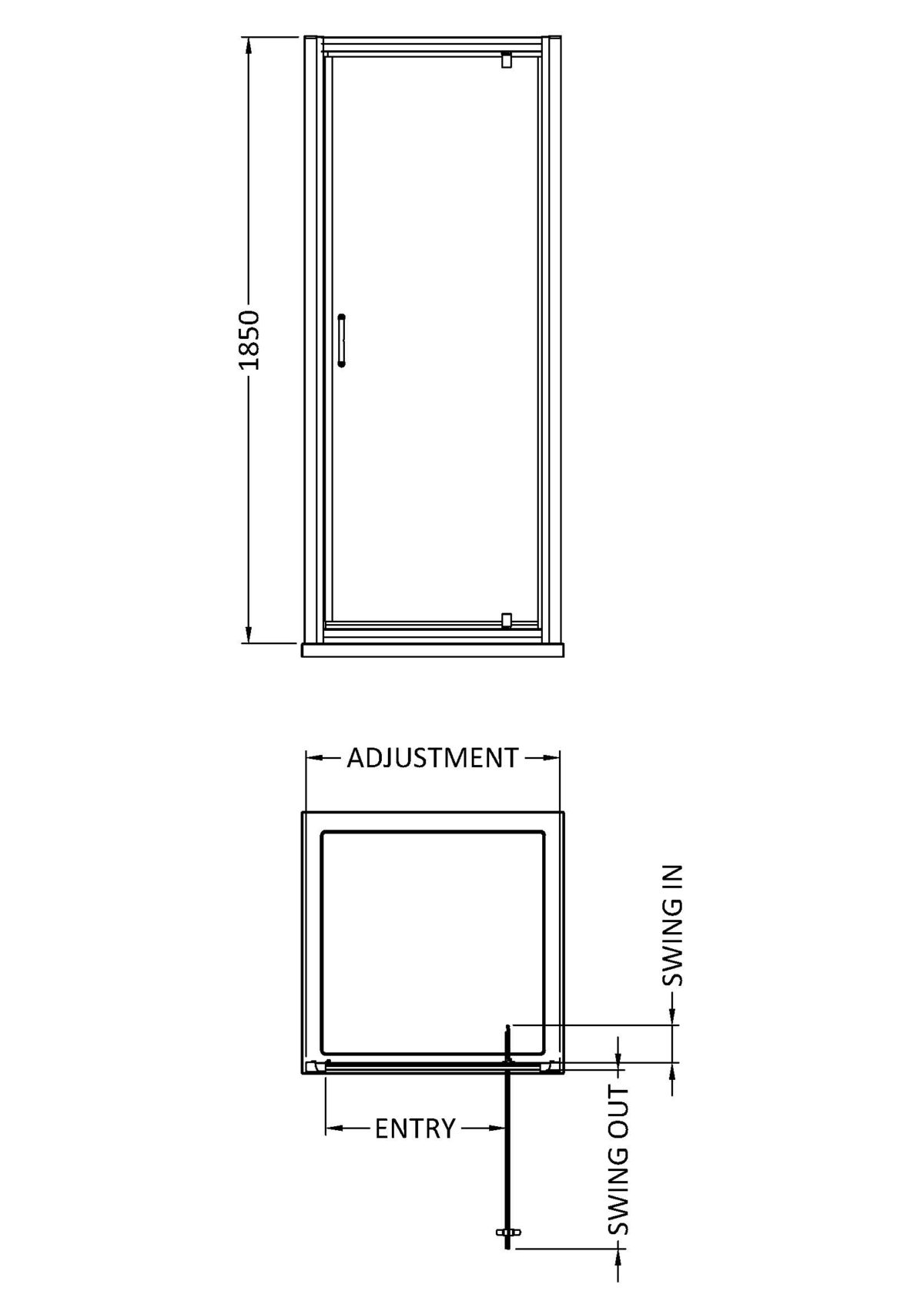 1850 x 700mm Pivot Shower Door - Image 2