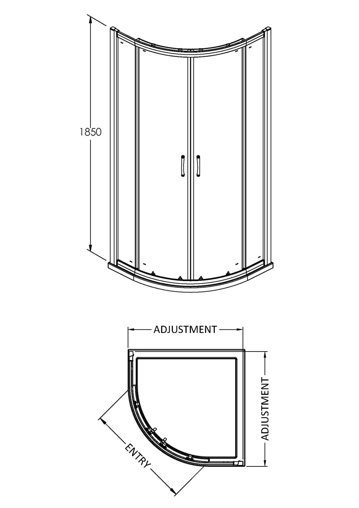 1850 x 800mm Quadrant Shower Enclosure - Image 2