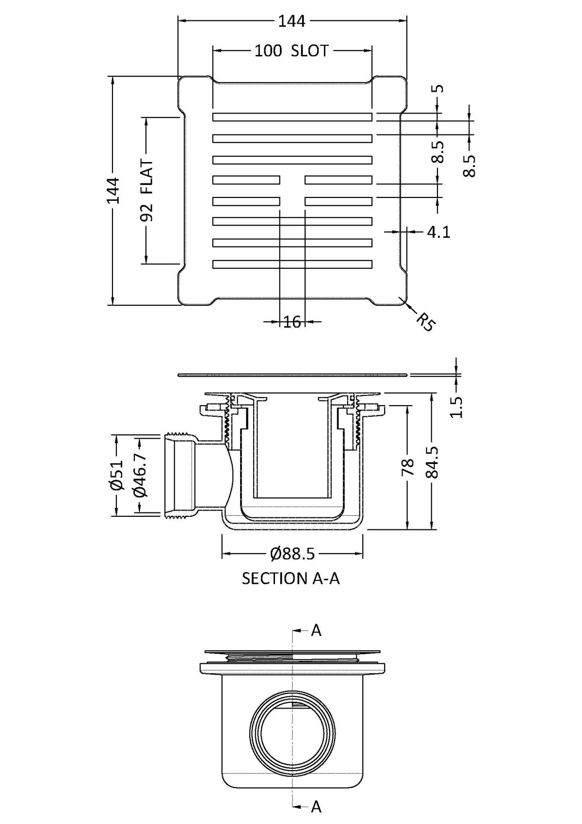 Square Shower Waste White Top - Image 2