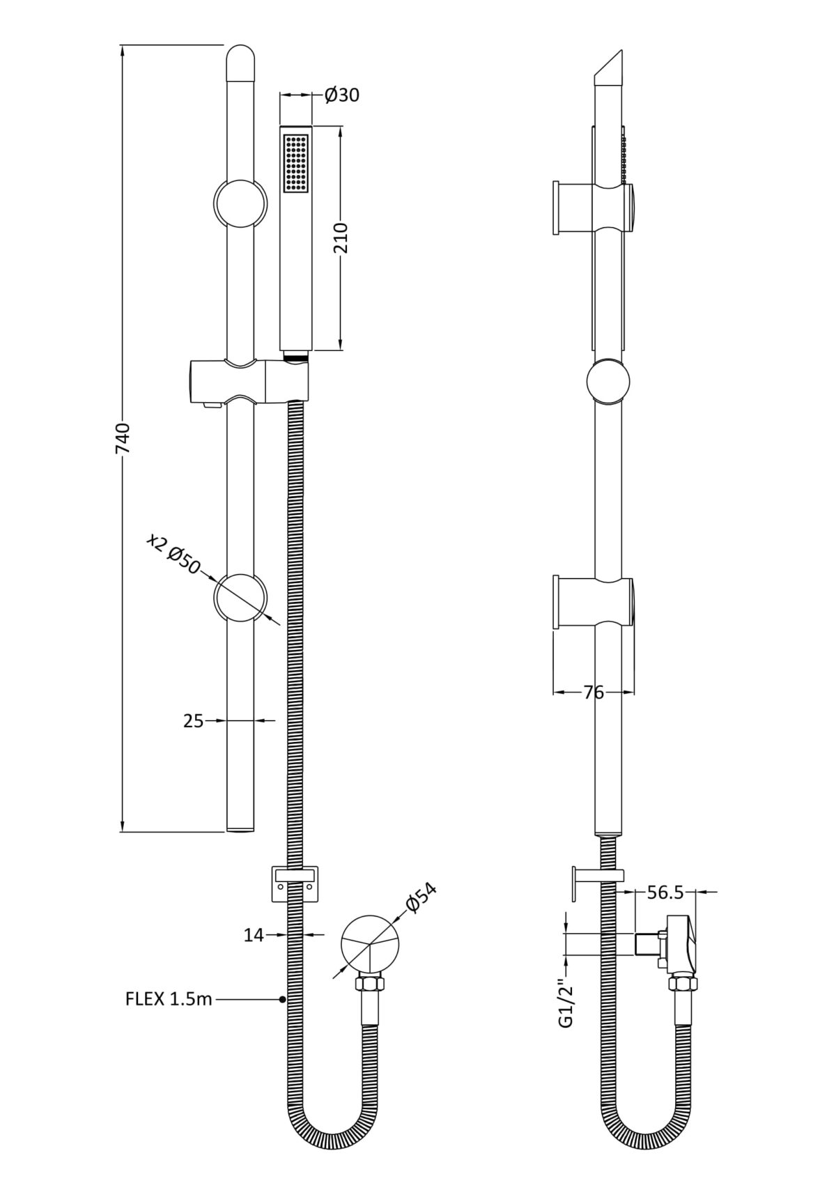 Round Slider Rail Kit with Elbow - Image 2
