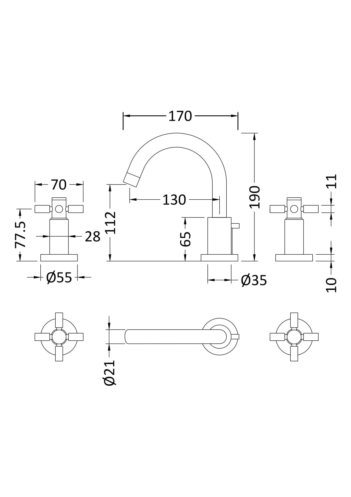 3 Tap Hole Basin Mixer - Image 2