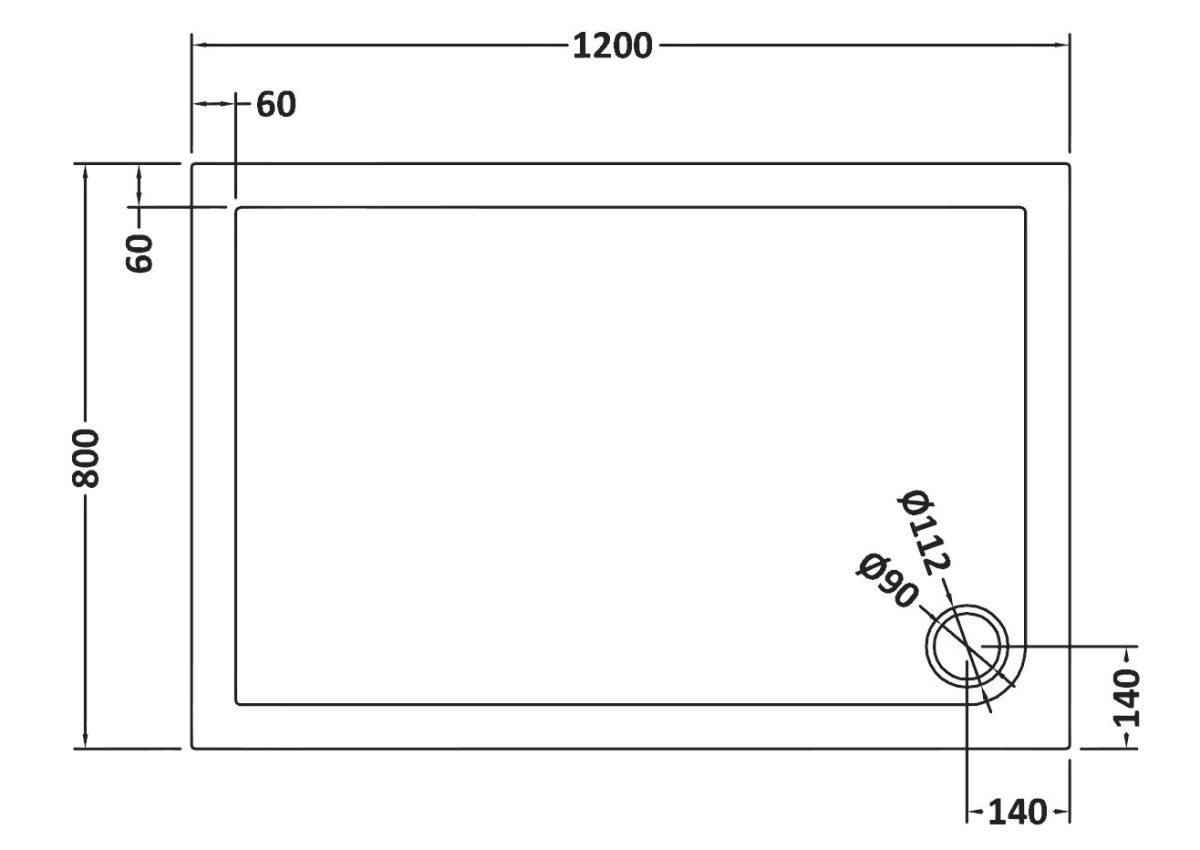 Rectangular Shower Tray 1200 x 800mm - Image 2