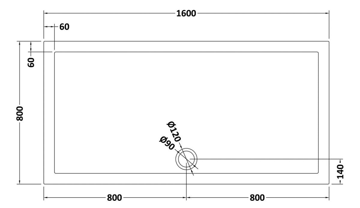 Rectangular Shower Tray 1600 x 800mm - Image 2