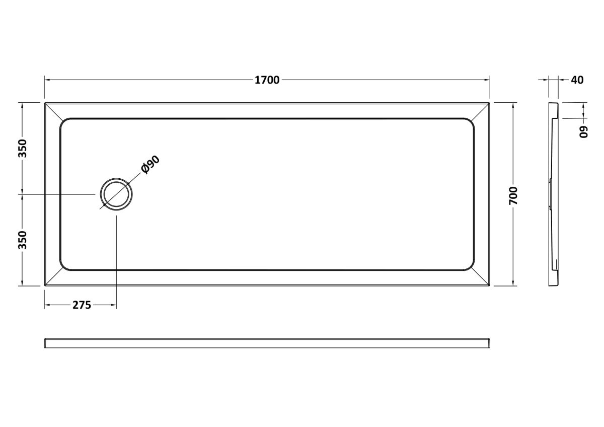 Bath Replacement Shower Tray 1700 x 700mm - Image 2
