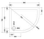 Offset Quadrant Shower Tray RH 900 x 760mm - Image 2