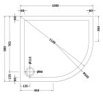Offset Quadrant Shower Tray RH 1000 x 900mm - Image 2