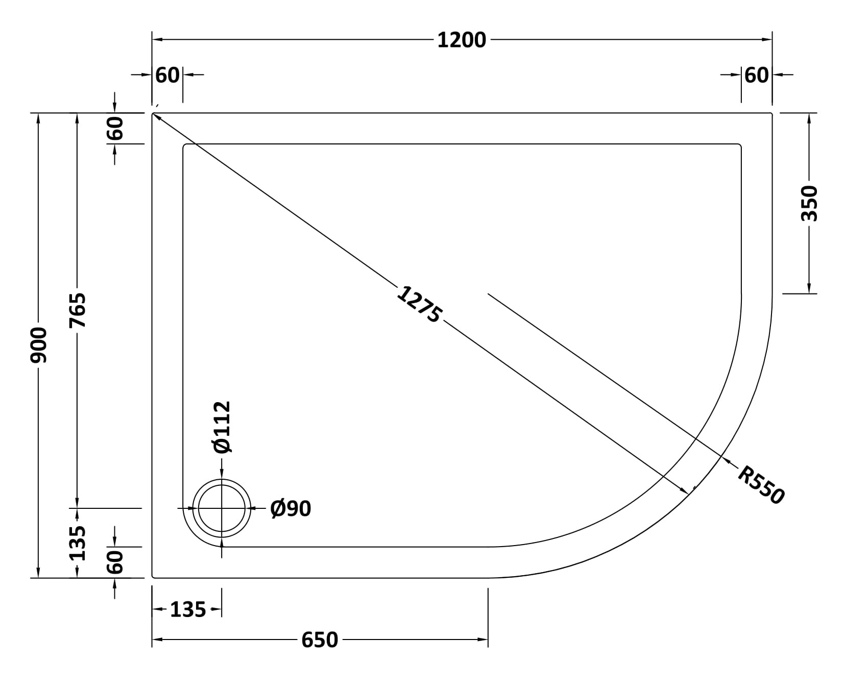 tr71115_enclosures_v2_ld.jpg Offset Quadrant Shower Tray RH 1200 x 900mm - Image 2