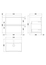500mm Wall Hung 2-Drawer Vanity Unit & Basin 3 - Image 3