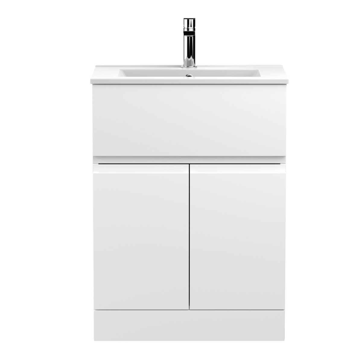 600mm Floor Standing 2-Door/Drawer Vanity Unit & Basin 2 - Image 1