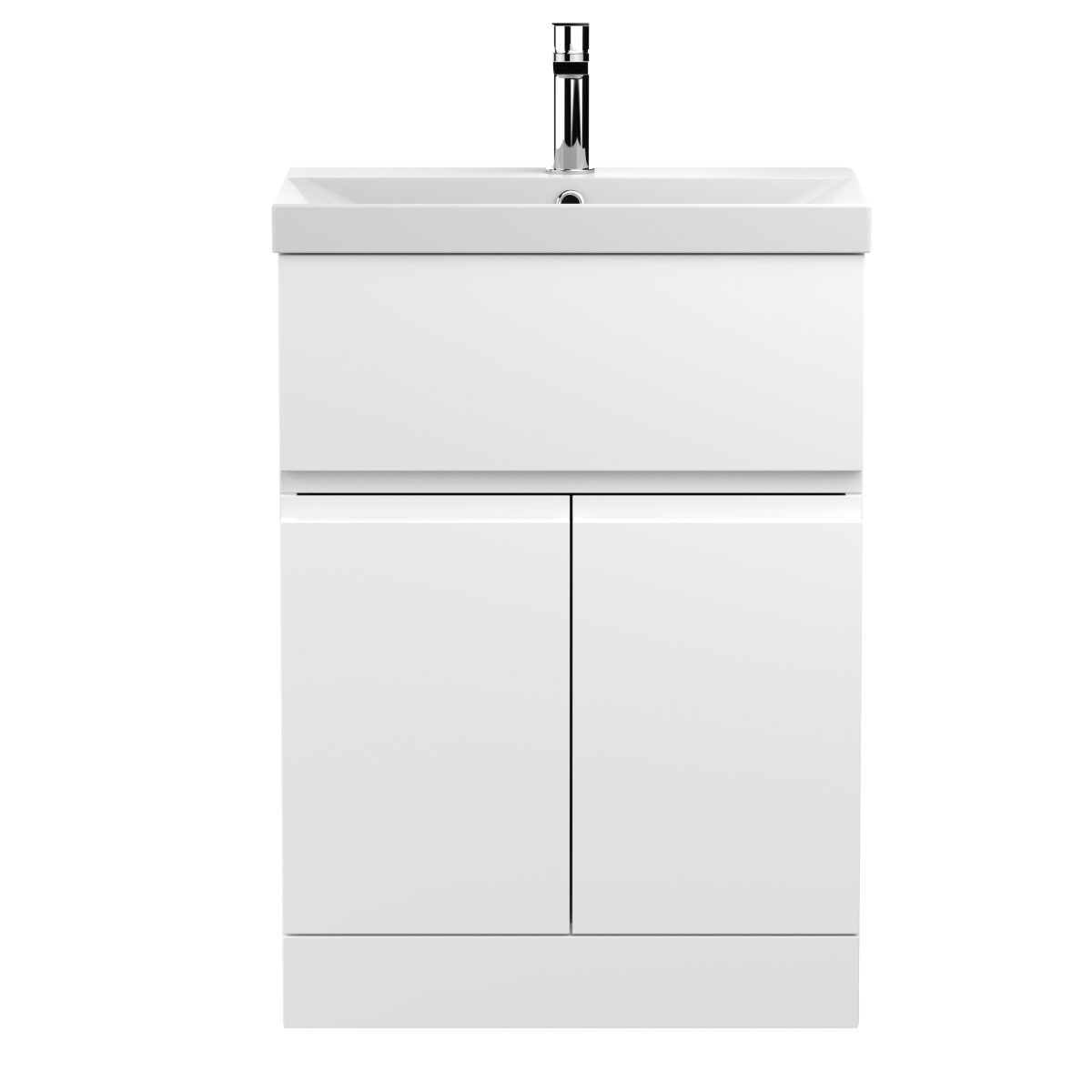 600mm Floor Standing 2-Door/Drawer Vanity Unit & Basin 3 - Image 1