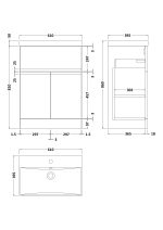 600mm Floor Standing 2-Door/Drawer Vanity Unit & Basin 3 - Image 3