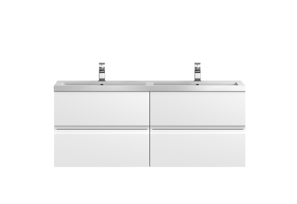 1200 Wall Hung 4 Drawer Vanity & Double Basin - Image 1