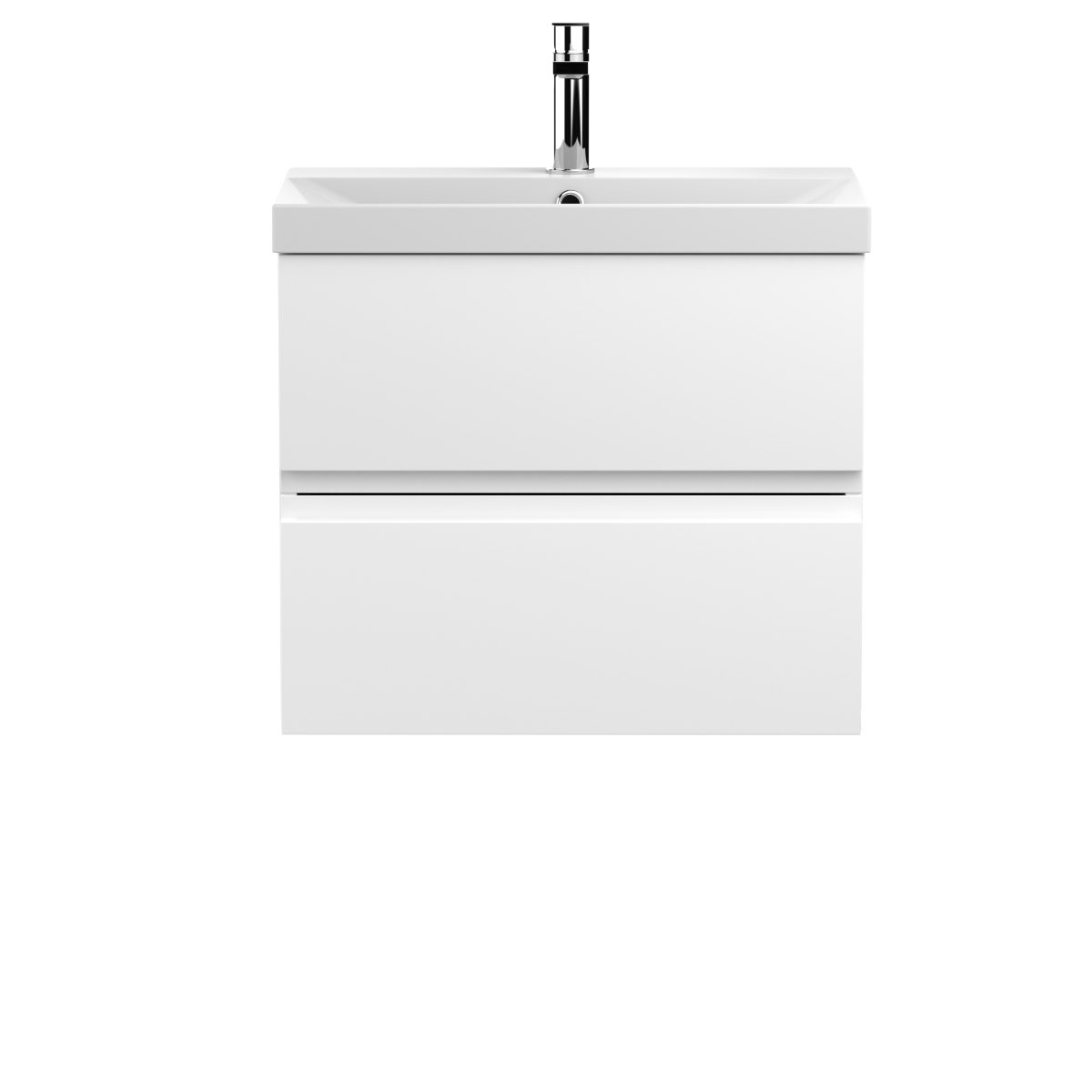 600mm Wall Hung 2-Drawer Vanity Unit & Basin 3 - Image 1