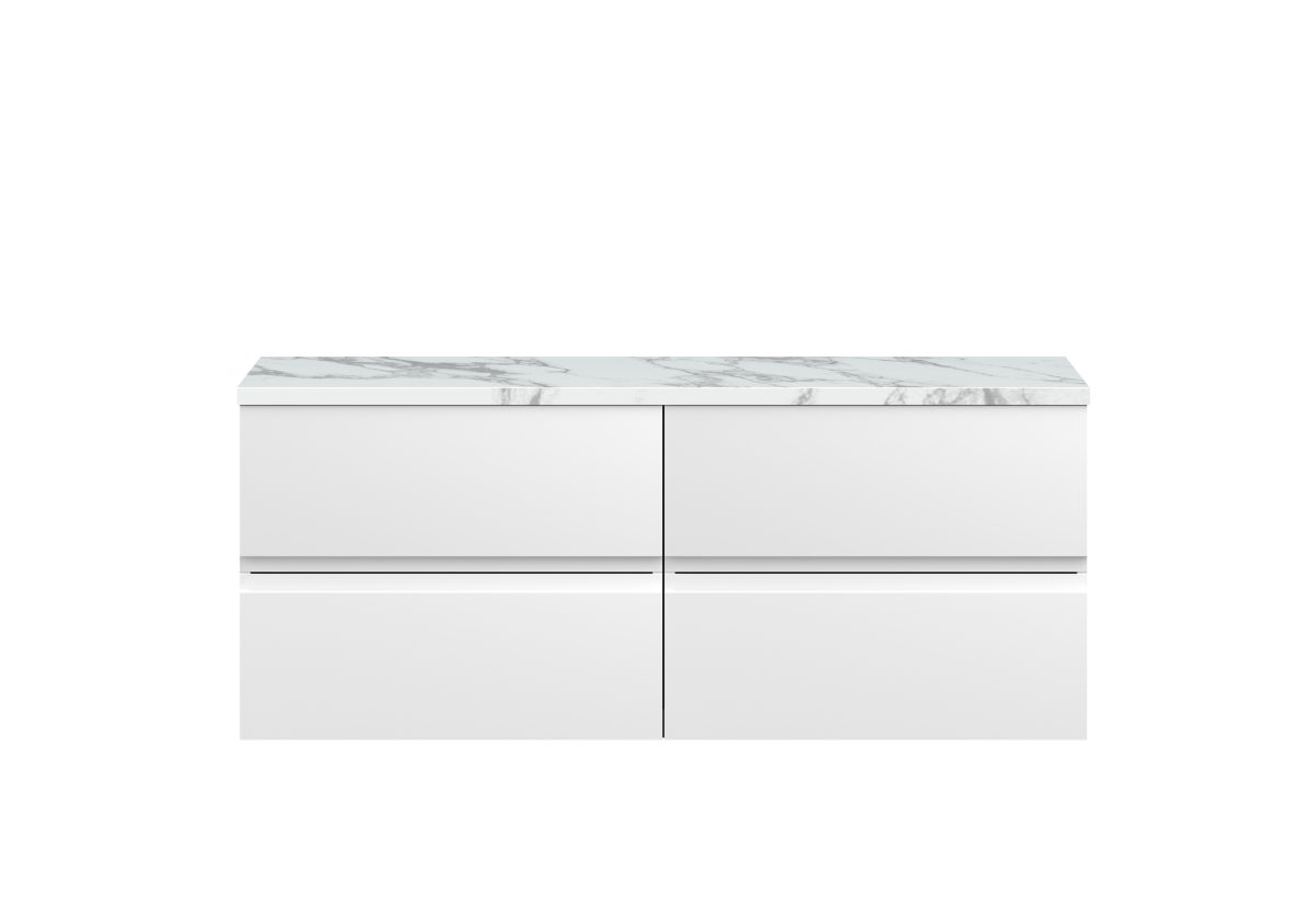 1200mm Wall Hung 4-Drawer Unit & Laminate Worktop - Image 1