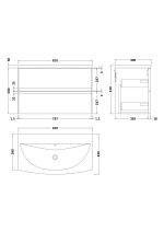 800mm Wall Hung 2 Drawer Vanity Unit & Basin 4 - Image 3