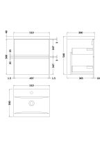 500mm Wall Hung 2 Drawer Vanity & Basin 1 - Image 3