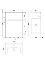 600mm Floor Standing 2 Door/Drawer Vanity & Basin 2 - Image 3