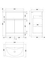 600mm Floor Standing 2 Door/Drawer Vanity & Basin 4 - Image 3