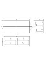 1200 Wall Hung 4 Drawer Vanity & Double Basin - Image 3