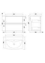 600mm Wall Hung 2 Drawer Vanity & Basin 4 - Image 3