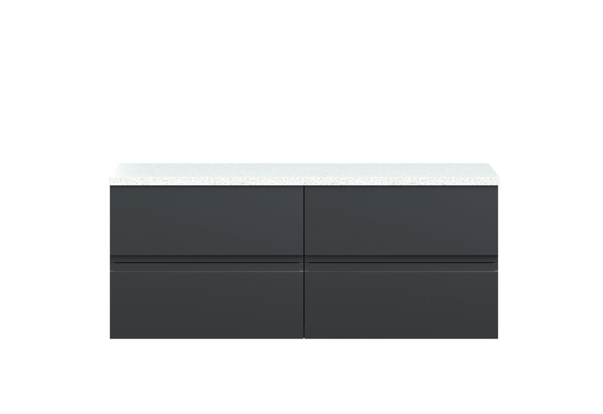 1200mm Wall Hung 4-Drawer Unit & Laminate Worktop - Image 1